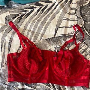 Elegant Red Lace Underwire Bra